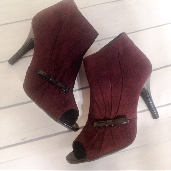 new directions Shoes - New Directions Brown Faux Suede Peep Toe Heels